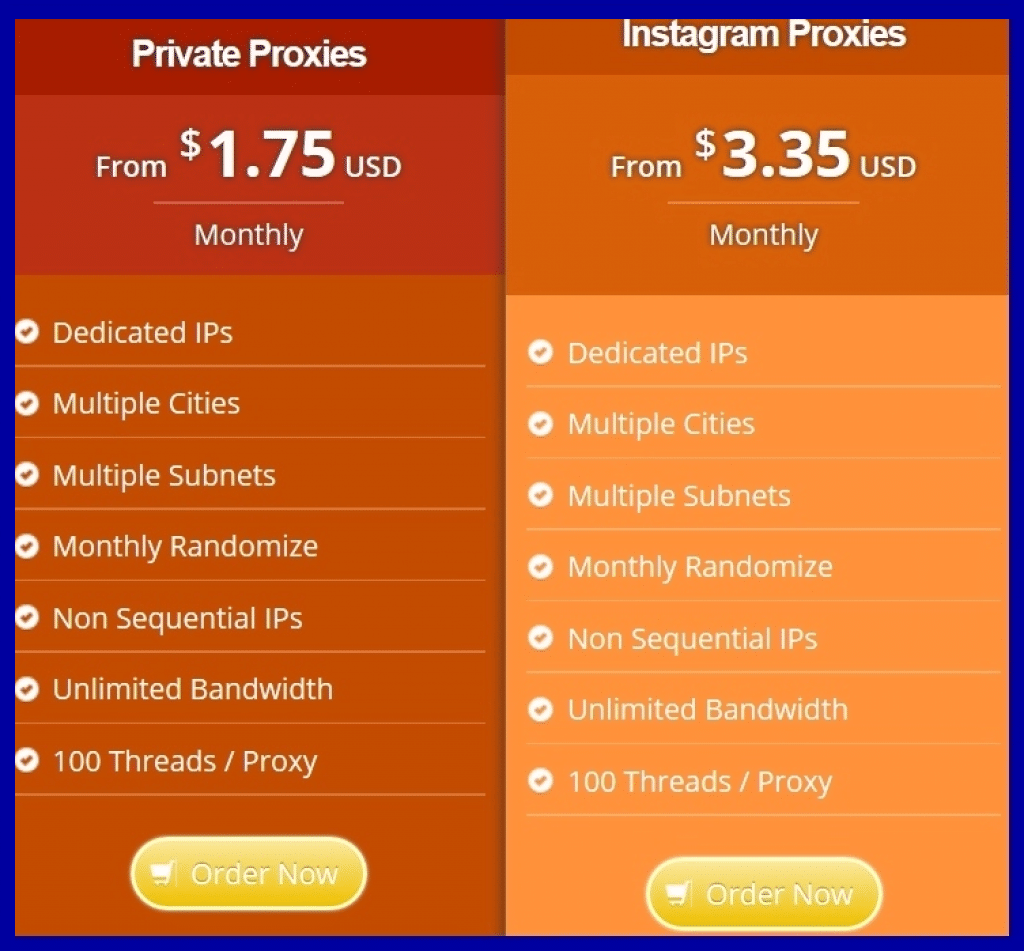10 private proxies cost $29.00