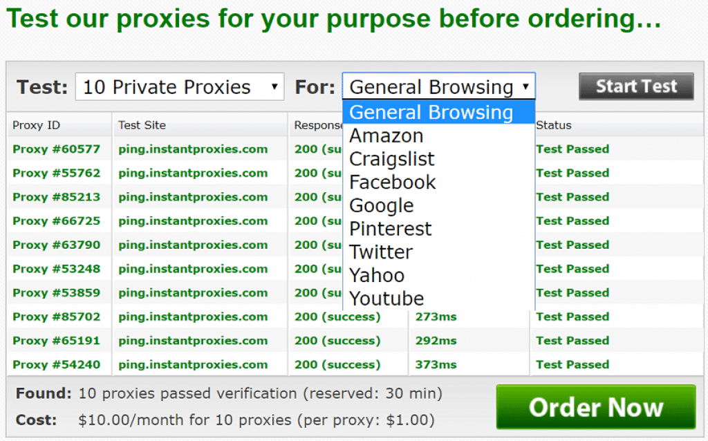 test instantProxies Now