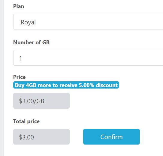 IPRoyal residential proxies pricing plan