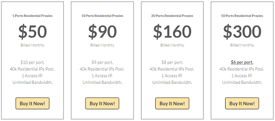 stormproxies residential ips Price Plan