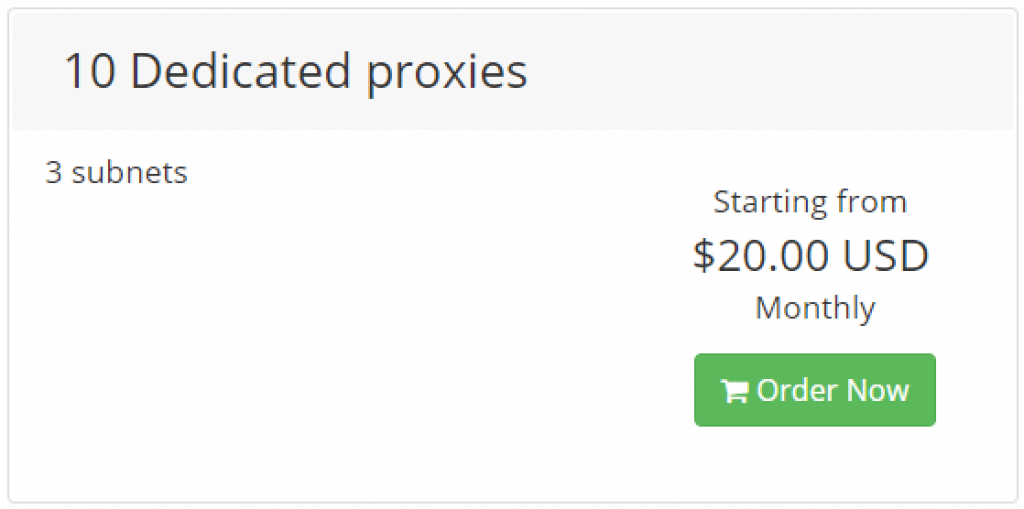 10 Dedicated proxies cost $20