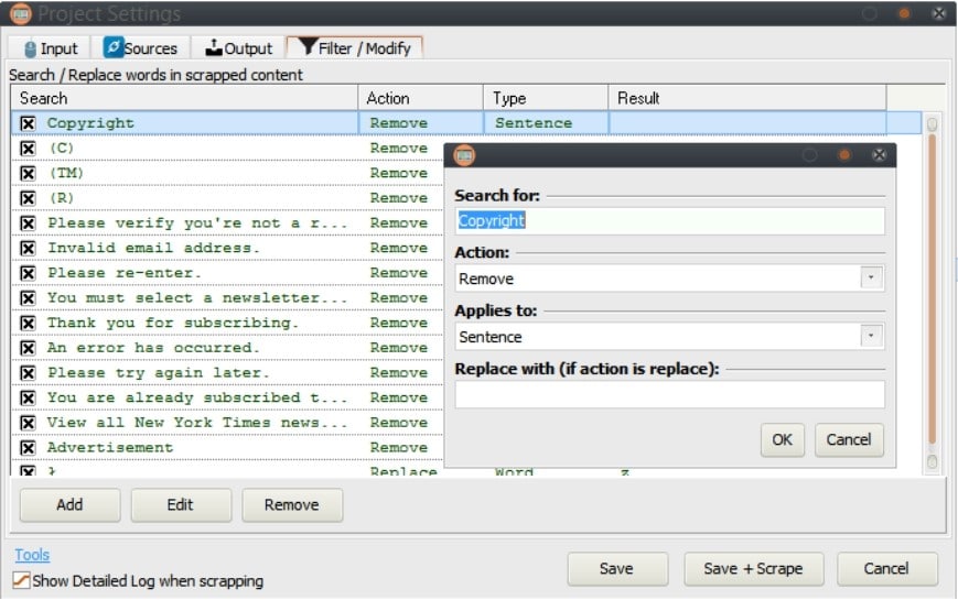 GSA Content Generator Filter Options