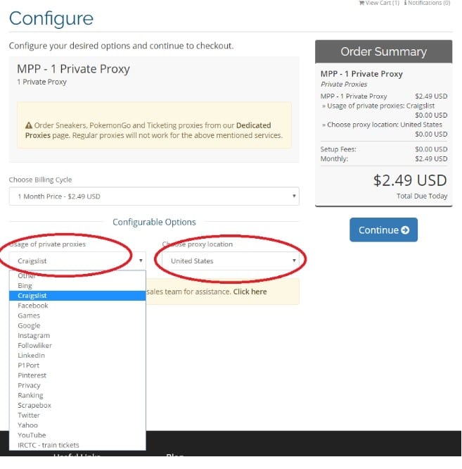 Myprivateproxy options configuration