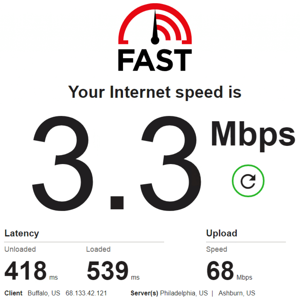 Speed test - 68.133.42.121