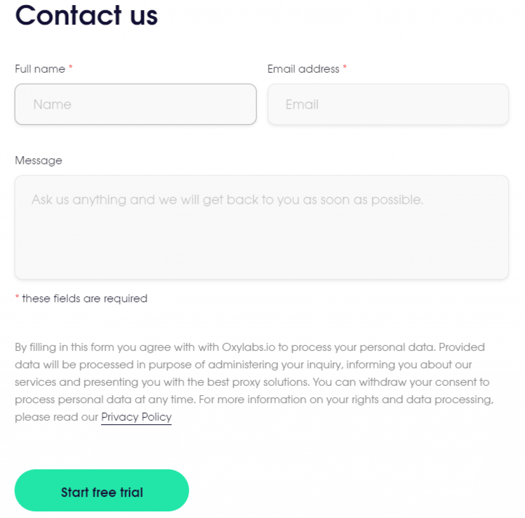 contact form