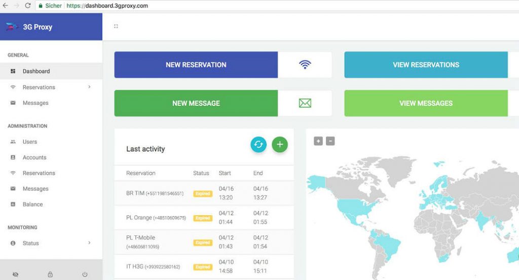 3G Pproxy control panel