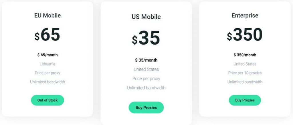 Price of Proxy-cheap mobile proxies