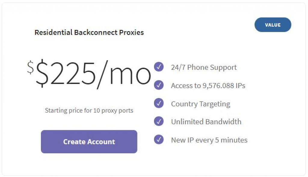 10 proxy ports cost $225