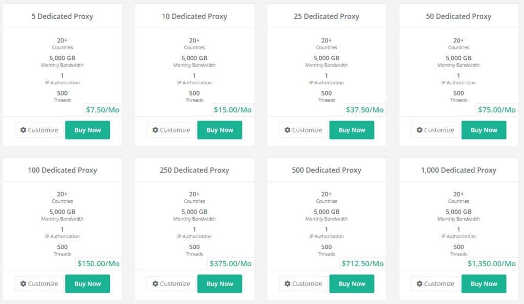 webshare dedicated proxy pricing