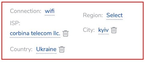 Residential Kyiv Targeting settings