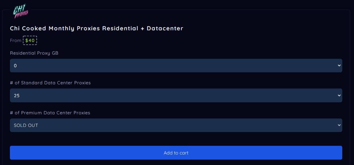 Chi Proxies Datacenter Plans