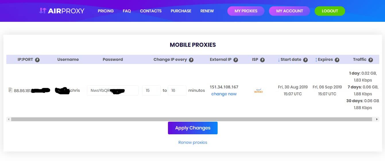 airproxy dashboard