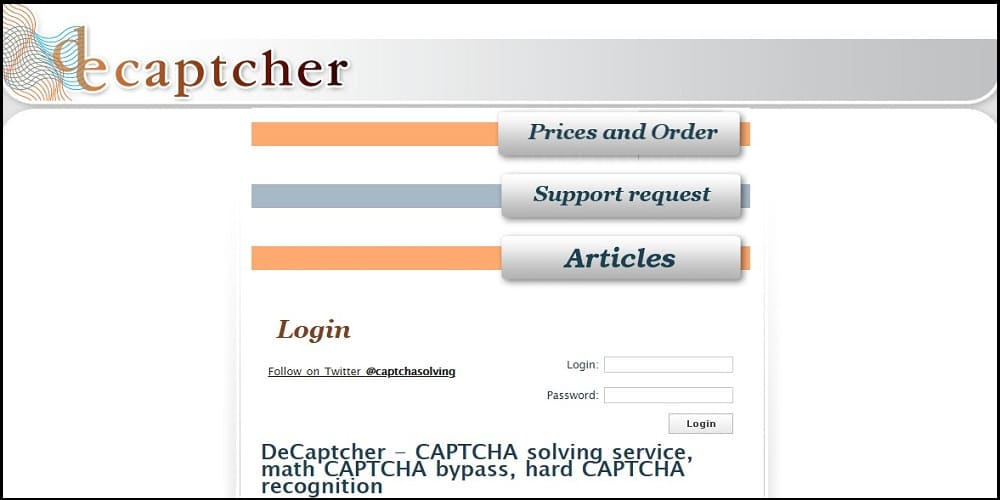 Decaptcha Homepage