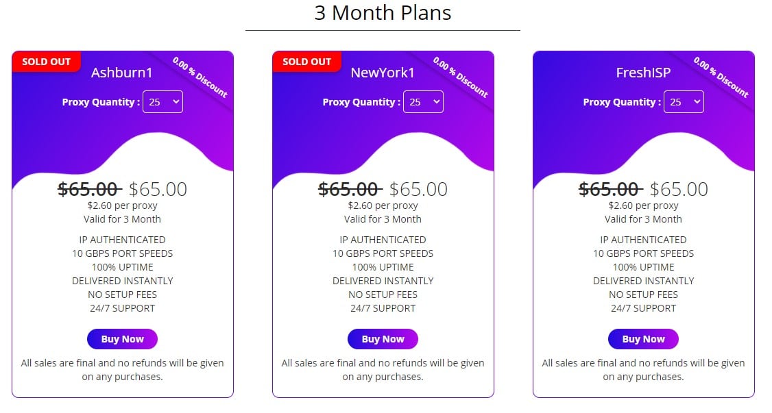 ashburnproxies 3 Month Plans