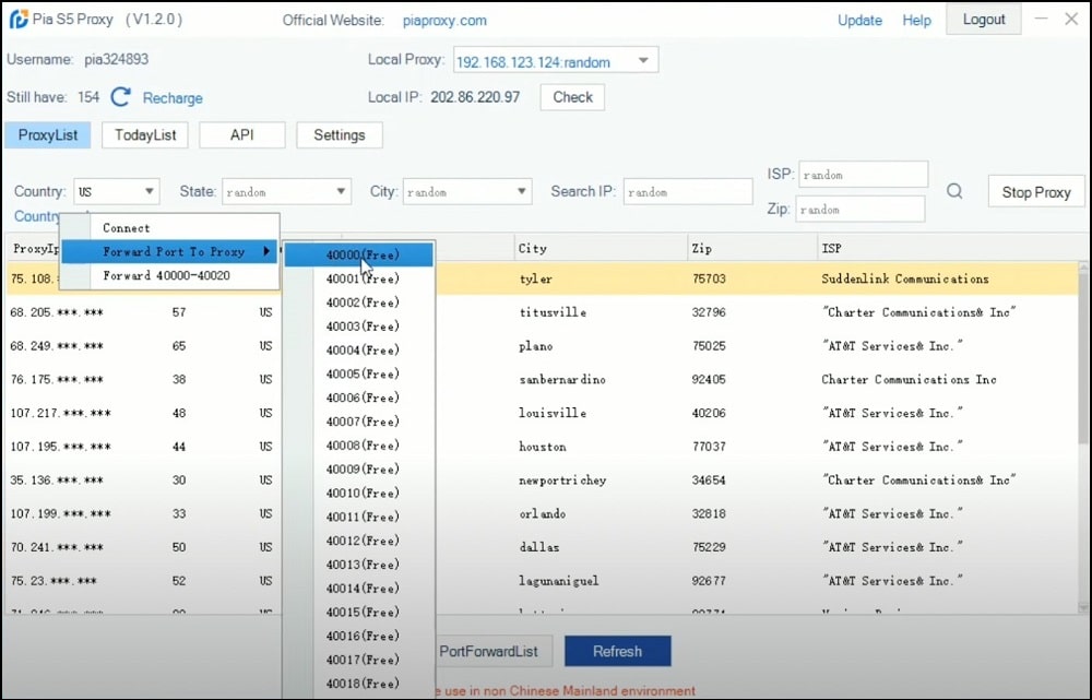 PIA S5 Proxy IPs