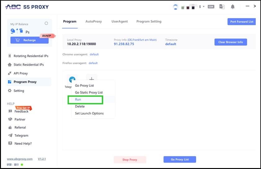 ABCProxy Run Method